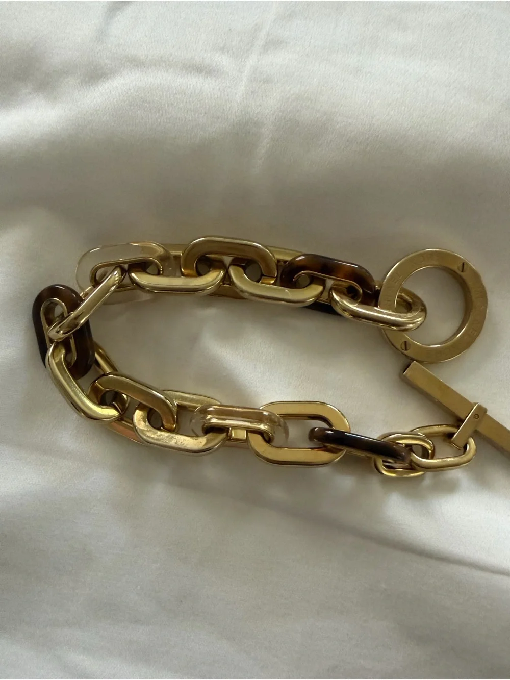 Michael Kors Gold Tone Chain Link Bracelet with Tortoiseshell Accents